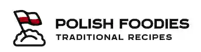 Logo with a Polish flag on a fork and the text "POLISH FOODIES TRADITIONAL RECIPES.