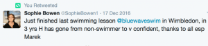 Happy parent testimonial for Blue Wave Swim School's swimming lessons in south west London