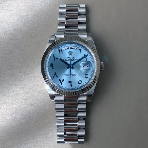 Buy Rolex Day-date &ldquo;Arabic&rdquo; Ice Blue Dial with Fluted Bezel 228236 in Geneva and Dubai - K2 Luxury Watches
