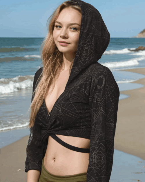 Knoten Hoodie-Top "Crystalize" -schwarz-