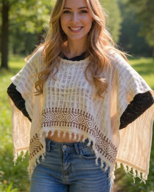poncho-handmade-hippie-mode-weiss