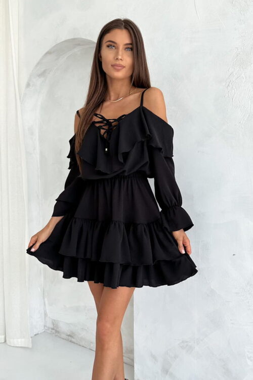Rozkloszowana sukienka hiszpanka (czarna)