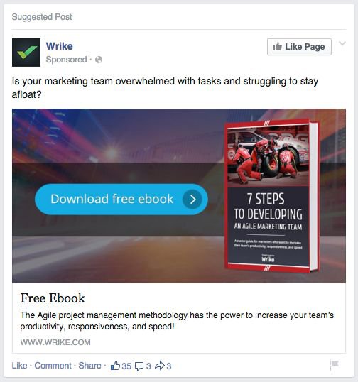 Example of a Call To Action where a company offers a free ebook for download