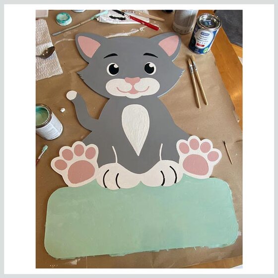Geburtstafel Katze zum selber bemalen