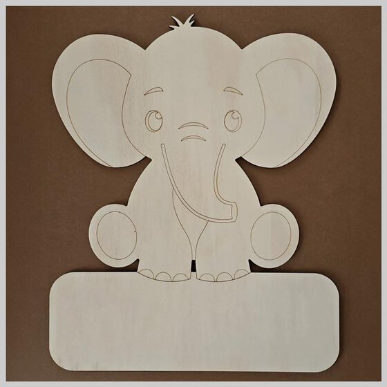 Geburtstafel Elefant zum selber bemalen