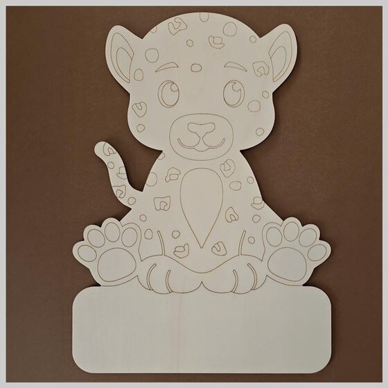 Geburtstafel Leopard zum selber bemalen