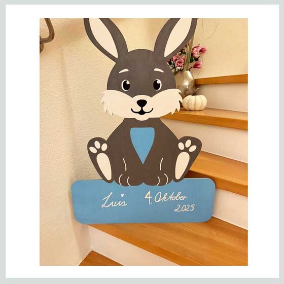 Geburtstafel Hase - Zum selber Bemalen &ndash; Bild 3