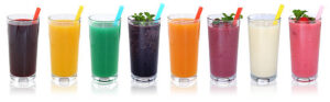 10-Of-The-Best-Quick-And-Easy-Weight-Loss-Smoothie-Recipes-Youll-Love-image-1-glasses-of-various-coloured-smoothies-lined-up-frosted-fusions