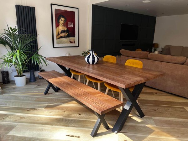 220cm x 90cm Solid Ash dining table finished in oil colour Tabacco