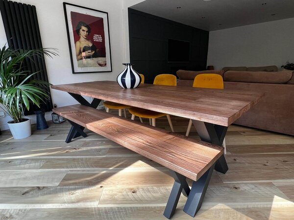 220cm x 90cm Solid Ash dining table finished in tobacco high oil content hardwax oil.