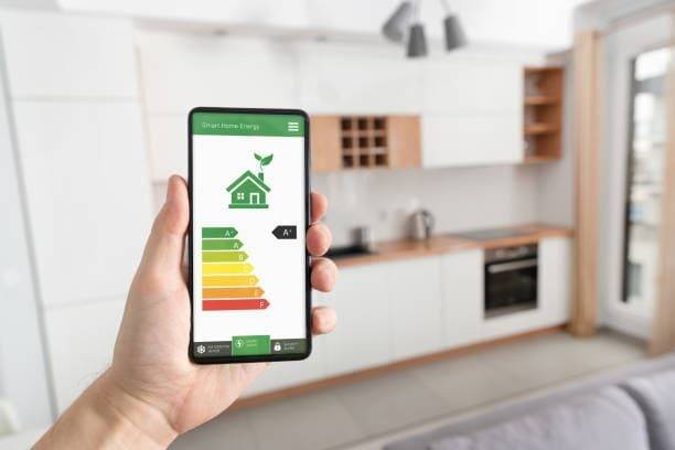Energy efficiency cell phone display that home is saving money