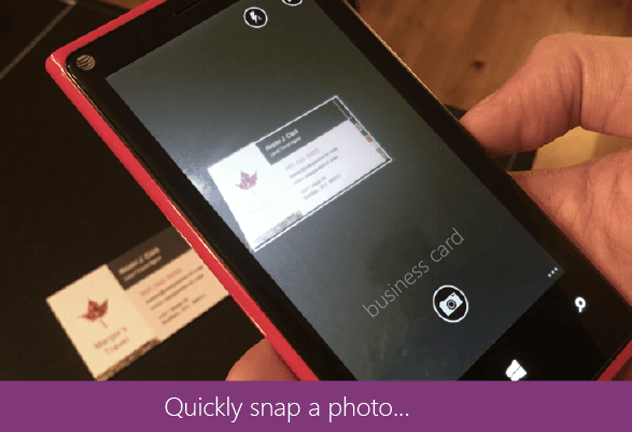 quickly snap a photo with office lens