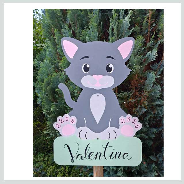 Geburtstafel Katze bemalt