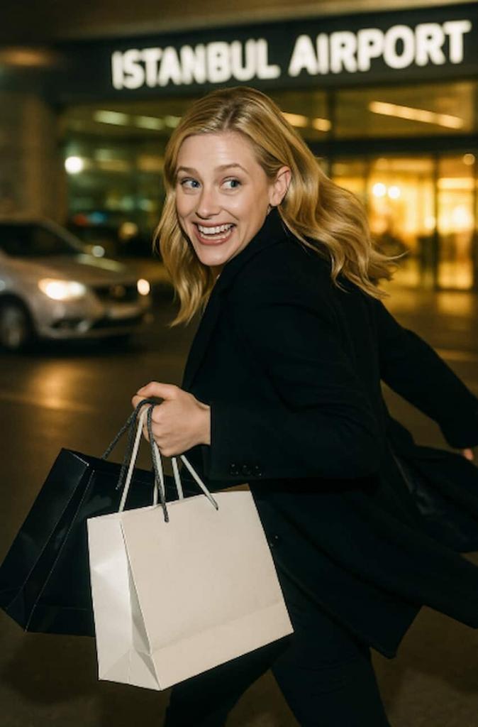 Lili Reinhart p&aring; Istanbul lufthavn