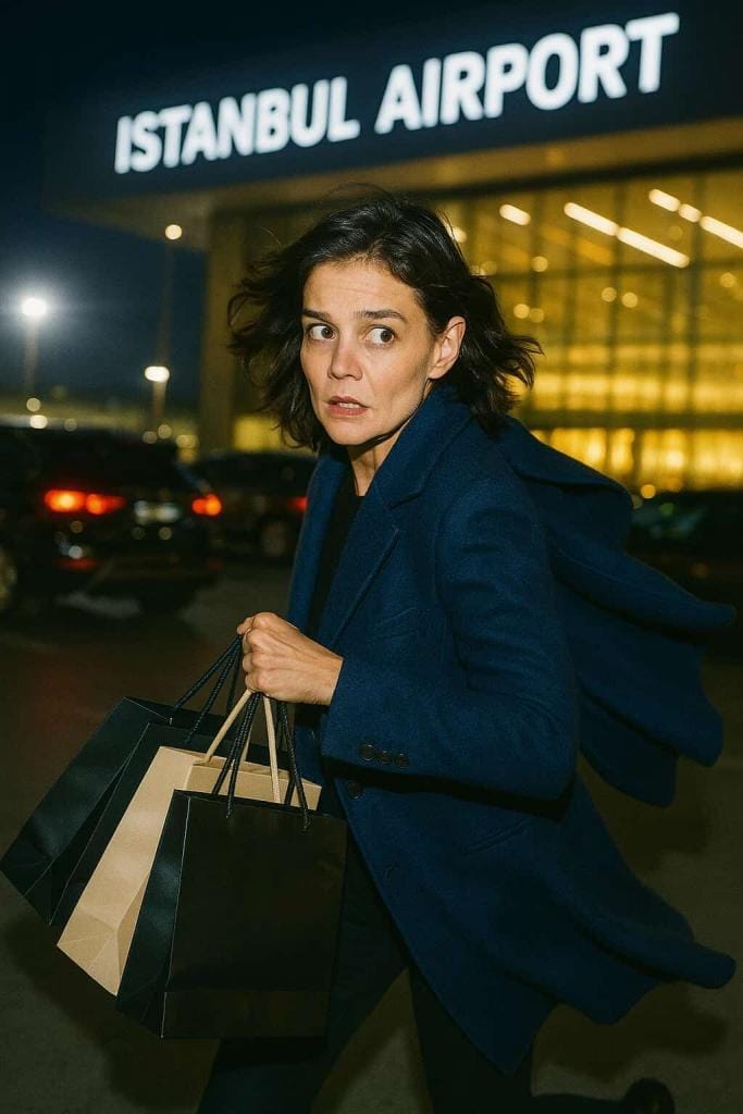 katie holmes in istanbul airport