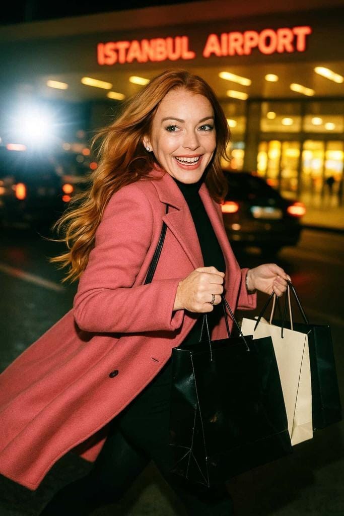lindsay lohan en el aeropuerto de estambul