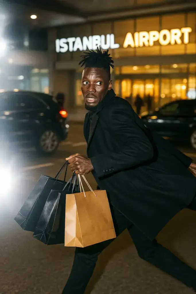 bertrand traor&eacute; &icirc;n aeroportul din Istanbul
