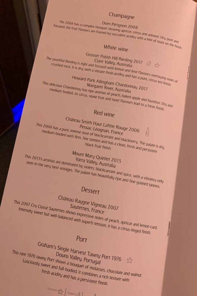 emirates first class food menu