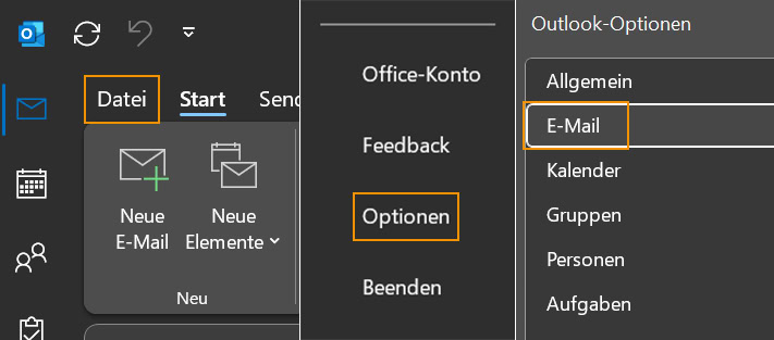 Outlook Optionen E-Mail
