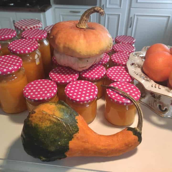 Pumkin jam in bottles.