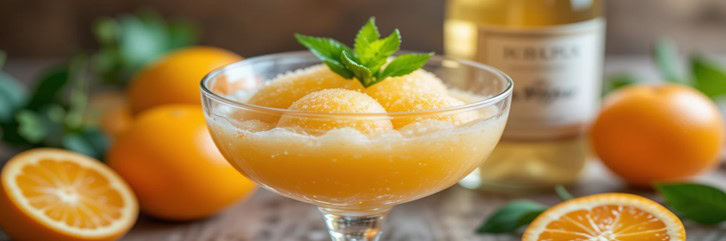 Mimosa-Sorbet-–-A-Brunch-Inspired-Frozen-Bubbly-Dessert-Featured-Image-637x1920w-glass-dessert-dish-of-mimosa-sorbet-with-oranges-and-blubbly-Frosted-Fusions