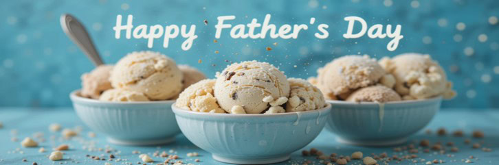 Father's Day Ice Cream Treats – Cool Gifts For The Coolest Dads featured image 637x1920w three bowls of ice cream with caption Happy Fathers Day Frosted Fusions
