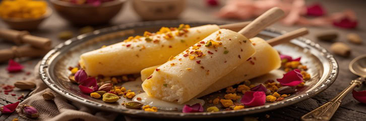 Rich-Creamy-Delicious-Homemade-Kulfi-Ice-Cream-A-Taste-Of-India-featured-image-637x1920w-Kulfi-ice-cream-conical-shaped-with-chopped-pistachios-and-rose-petals-on-plate-Frosted-Fusions