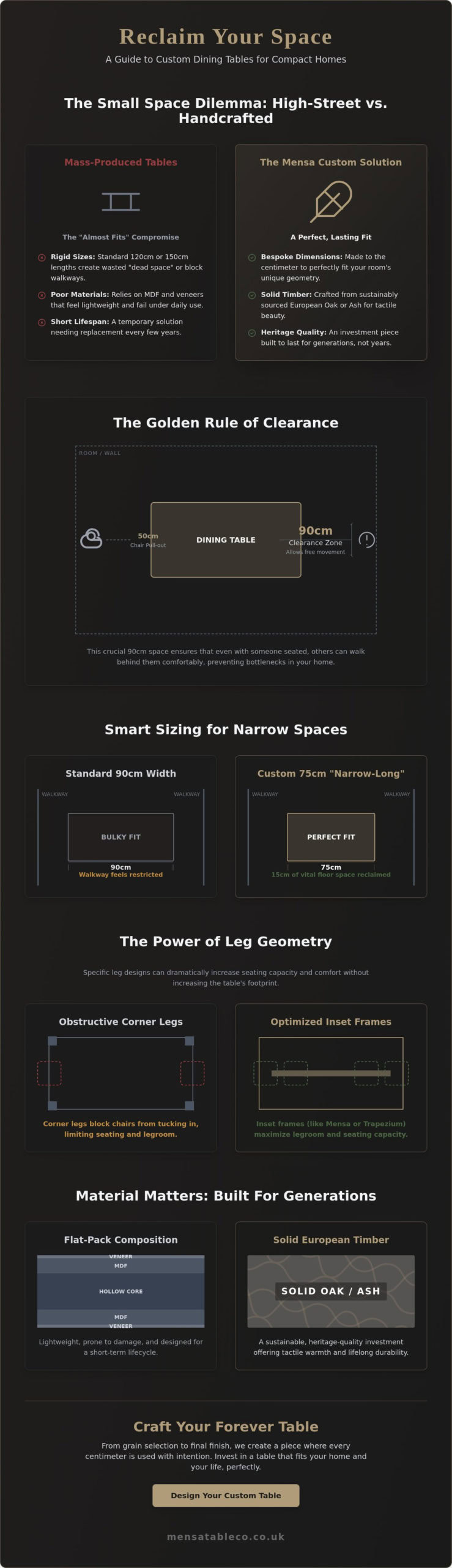 Custom Dining Tables for Small Spaces: A Guide to Bespoke Compact Design