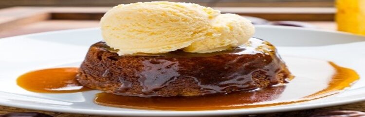 How-To-Pair-Ice-Cream-With-Classic-Christmas-Desserts-featured-image-280x1000w-sticky-toffee-pudding-with-caramel-sauce-and-a-scoop-of-vanilla-ice-cream-frosted-fusions