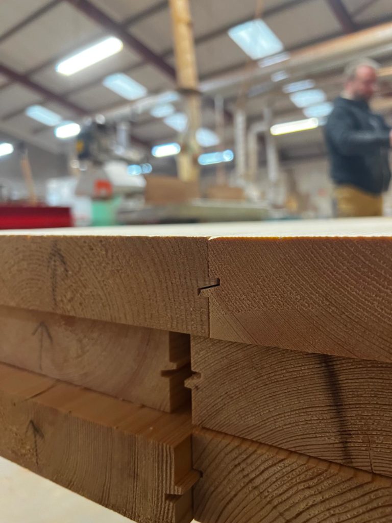 The Mensa Table Company&rsquo;s jointing detail, Swedish Spruce stacked ready to be crafted into beautiful tables.