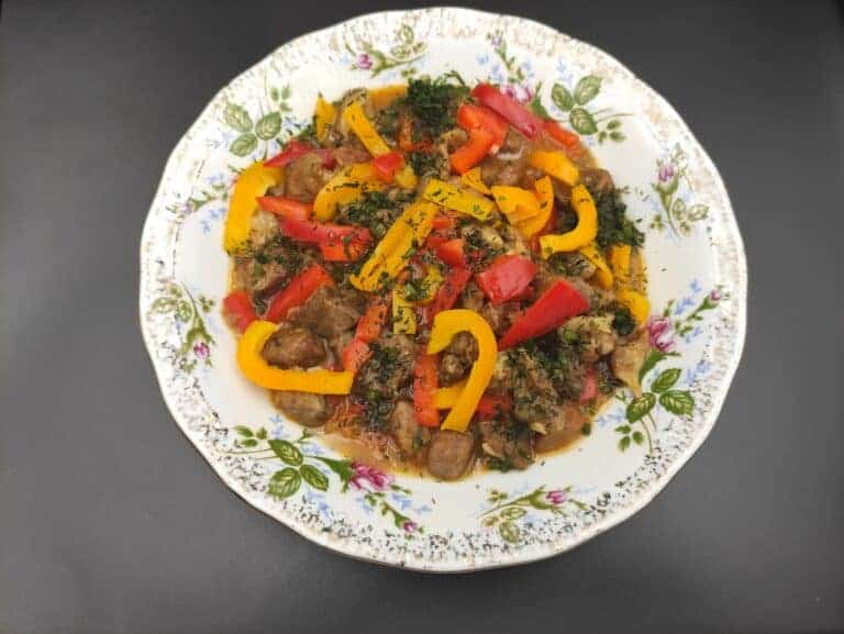 A flavorful goulash with a variety of vegetables and meat.