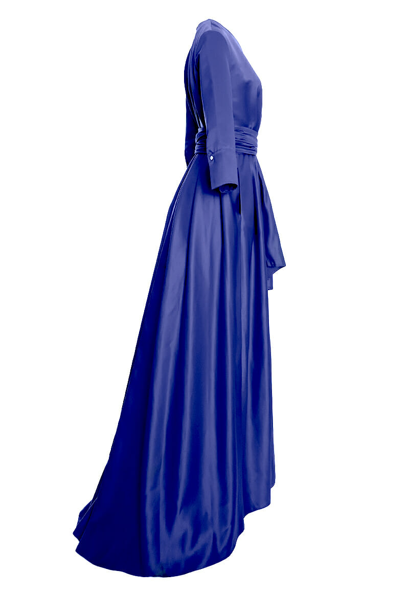 Ball gown with wrap look blue