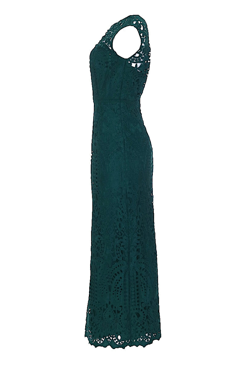 High-neck, midi lace dress