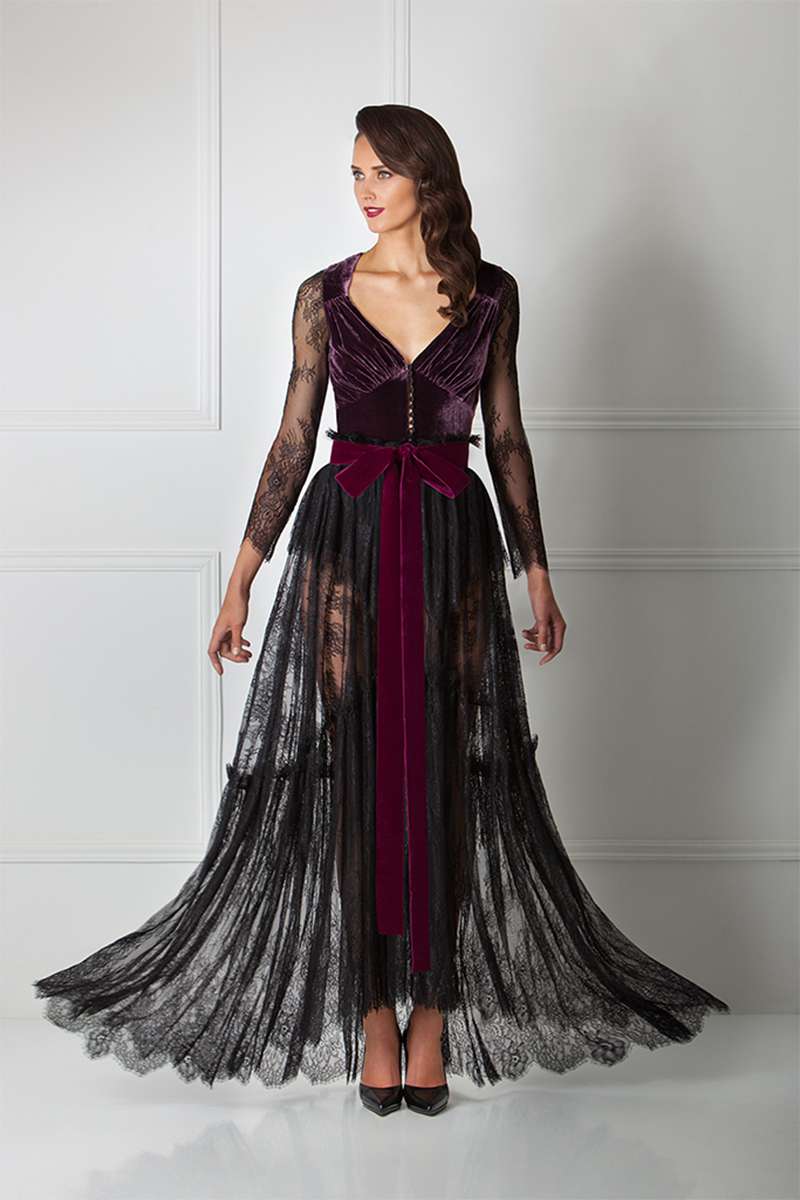 Lace dress evening dress velvet rental