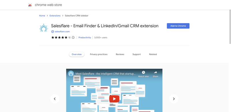 Salesflare - Buscador de correo electrónico y extensión LinkedIn/Gmail CRM en Chrome Webstore