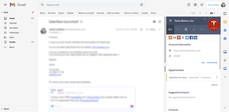 Extensão do Gmail CRM do Salesflare para o Chrome