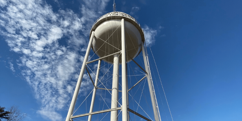 A 200,000-gallon elevated storage tank in Sylvania, AL. 