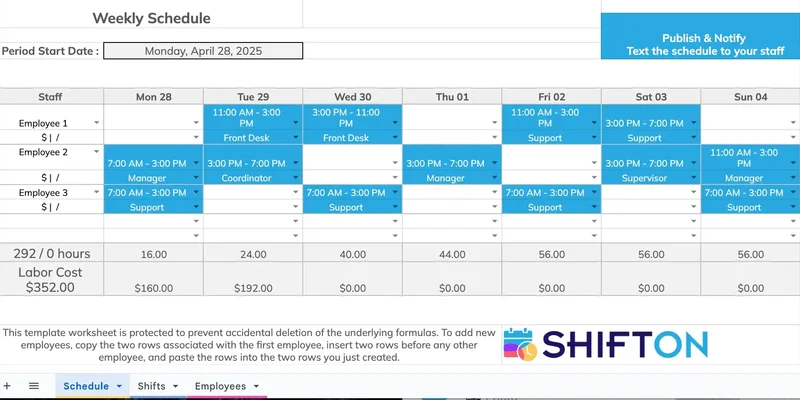 ShiftOn Schedule Template Preview