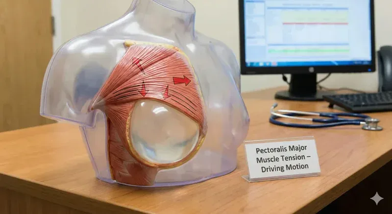anatomical chest model pectoralis muscle tension