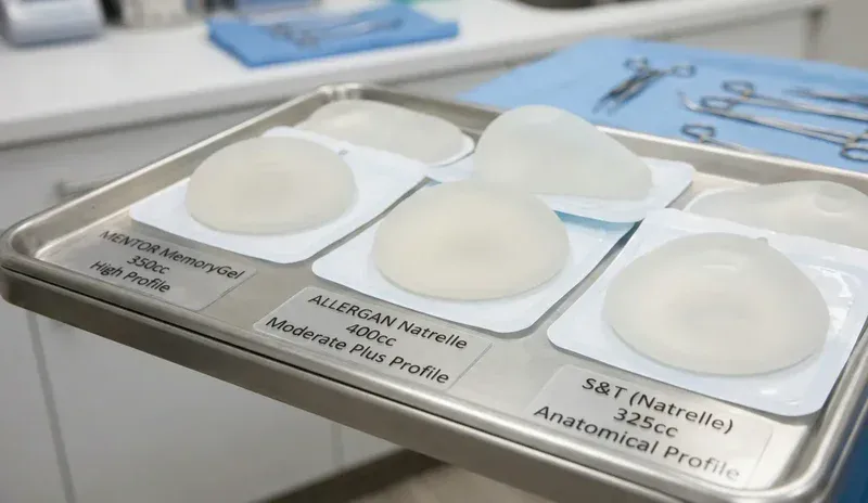 silicone breast implant brands on sterile tray