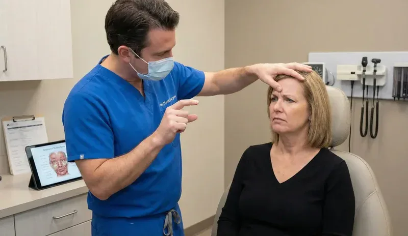 surgeon demonstrating muscle thinning patient