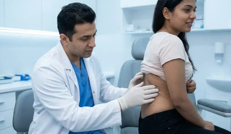 doctor examining 360 lipo patient skin smoothness