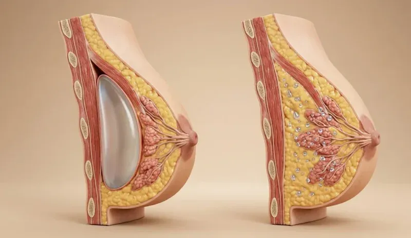 anatomical comparison breast implant and filler