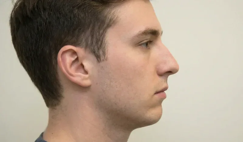 side profile recessed chin male