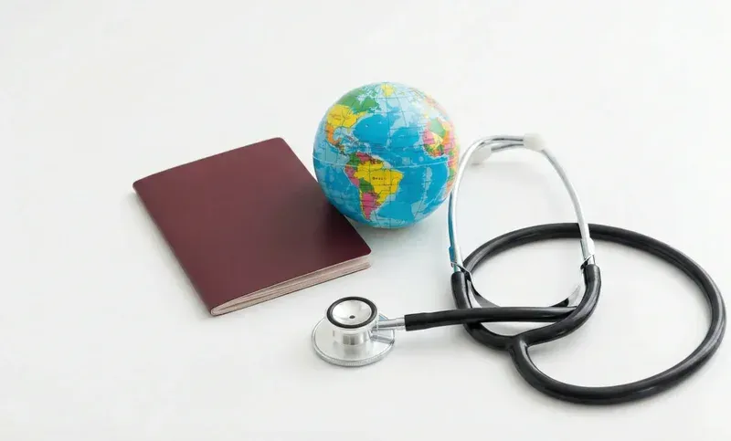 passport stethoscope globe medical travel