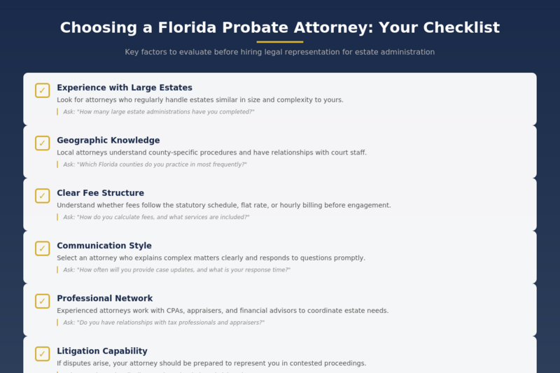 selecting the right florida probate attorney - checklist
