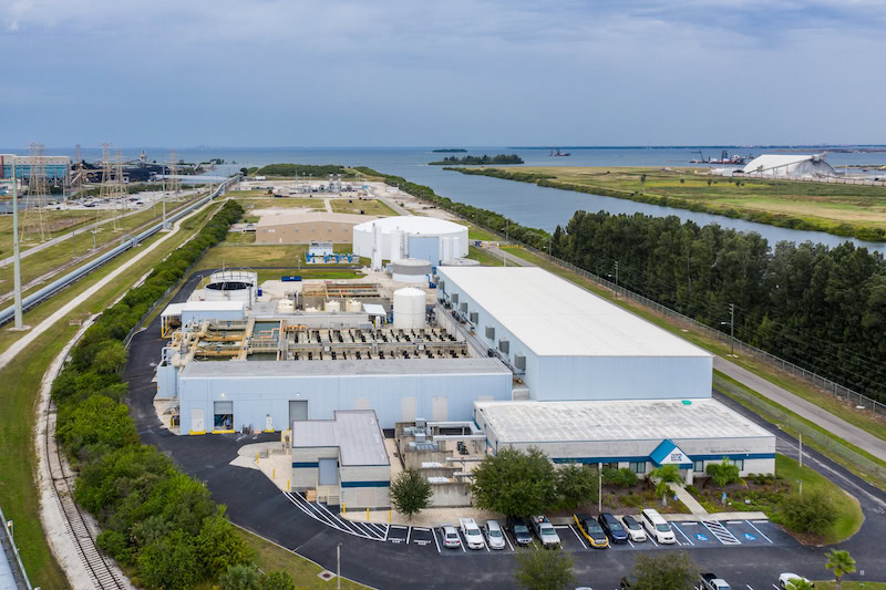 At full capacity, the reverse osmosis process for the Tampa Bay Seawater Desalination Plant produces 19 mgd of concentrated salty water that is returned to and blended with Big Bend water for a 70:1 ratio.
