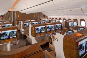 Emirates Business Class Cabin on Boeing 777 300ER Review 1