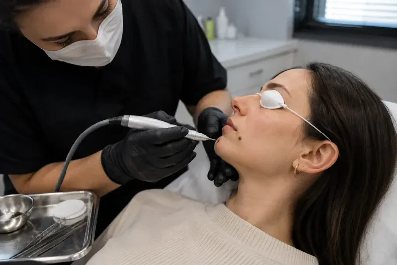 mole removal laser treatment session