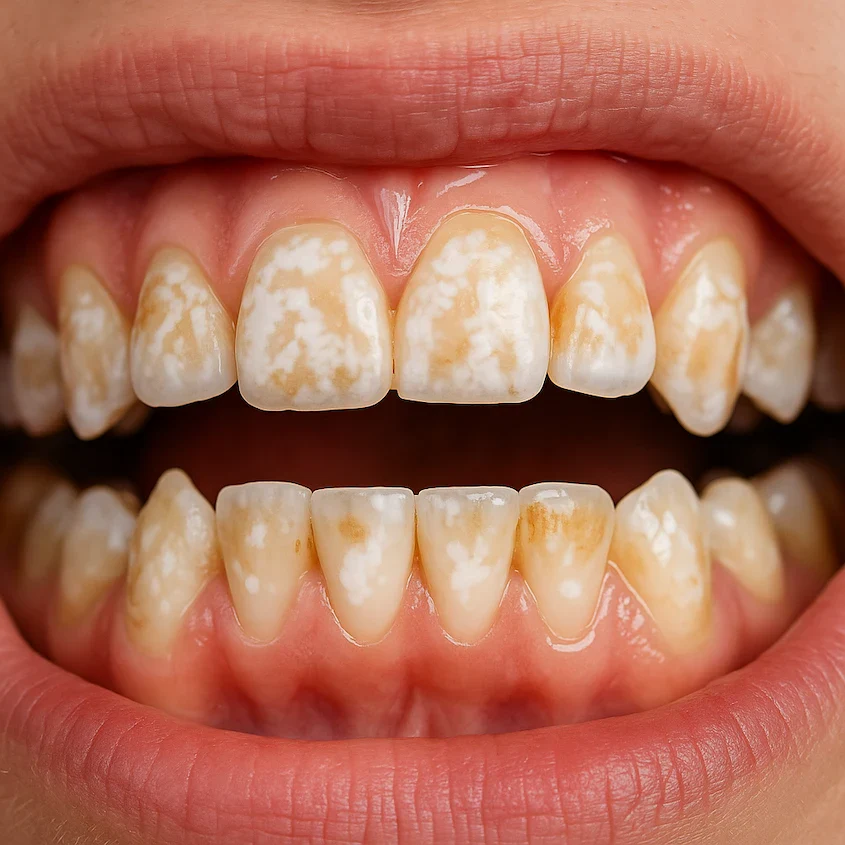 dentes com fluorose